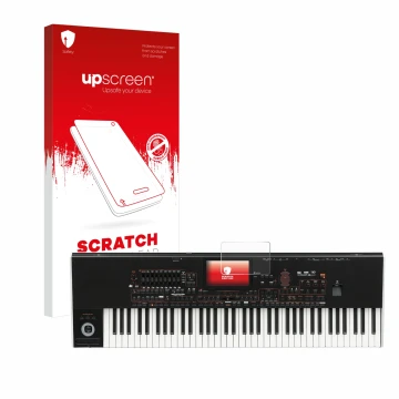 Vorderseite einer Produktverpackung mit dem Markenlogo upscreen. Daneben ist das Gerät KORG Pa4x mit dem zugehörigen Displaysc