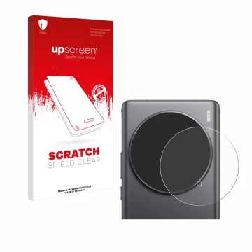Vorderseite einer Produktverpackung mit dem Markenlogo upscreen. Daneben ist das Gerät Vivo X100 Ultra (NUR Kameraschutz) mit 
