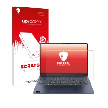 Vorderseite einer Produktverpackung mit dem Markenlogo upscreen. Daneben ist das Gerät Lenovo IdeaPad Slim 5x Gen 9 14