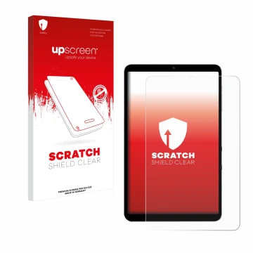 Vorderseite einer Produktverpackung mit dem Markenlogo upscreen. Daneben ist das Gerät Alldocube iPlay 60 mini Turbo mit dem z