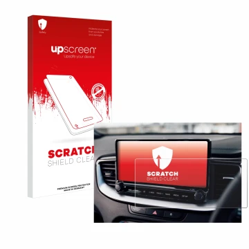 Vorderseite einer Produktverpackung mit dem Markenlogo upscreen. Daneben ist das Gerät Kia XCeed 2024 mit dem zugehörigen Disp