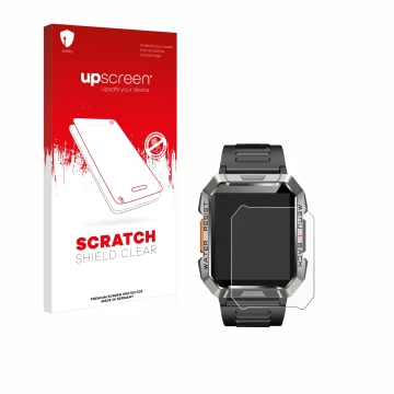 Vorderseite einer Produktverpackung mit dem Markenlogo upscreen. Daneben ist das Gerät Baolubao W60 mit dem zugehörigen Displa