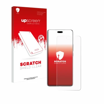 Vorderseite einer Produktverpackung mit dem Markenlogo upscreen. Daneben ist das Gerät Huawei Nova 13 Pro mit dem zugehörigen 