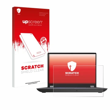 Vorderseite einer Produktverpackung mit dem Markenlogo upscreen. Daneben ist das Gerät Lenovo ThinkPad P16 Gen 2 Non-Touch mit