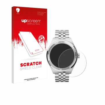 Vorderseite einer Produktverpackung mit dem Markenlogo upscreen. Daneben ist das Gerät Withings ScanWatch Nova Brilliant (39 m