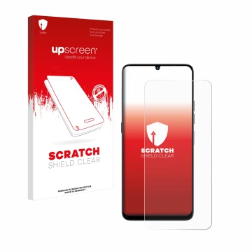 Vorderseite einer Produktverpackung mit dem Markenlogo upscreen. Daneben ist das Gerät Umidigi G9 5G mit dem zugehörigen Displ