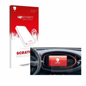 Vorderseite einer Produktverpackung mit dem Markenlogo upscreen. Daneben ist das Gerät Toyota Aygo X (2022) mit dem zugehörige