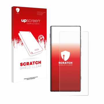Vorderseite einer Produktverpackung mit dem Markenlogo upscreen. Daneben ist das Gerät Nubia Z70 Ultra mit dem zugehörigen Dis