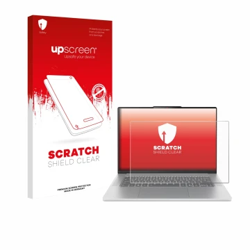 Vorderseite einer Produktverpackung mit dem Markenlogo upscreen. Daneben ist das Gerät Lenovo IdeaPad Slim 5 Gen 10 15