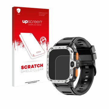 Vorderseite einer Produktverpackung mit dem Markenlogo upscreen. Daneben ist das Gerät HS Smartwatch 2