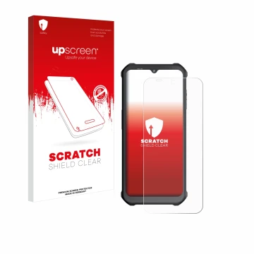 Vorderseite einer Produktverpackung mit dem Markenlogo upscreen. Daneben ist das Gerät Sonim XP400 mit dem zugehörigen Display