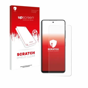 Vorderseite einer Produktverpackung mit dem Markenlogo upscreen. Daneben ist das Gerät Nubia Focus 5G mit dem zugehörigen Disp
