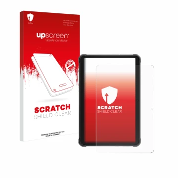 Vorderseite einer Produktverpackung mit dem Markenlogo upscreen. Daneben ist das Gerät Hotwav R8 mit dem zugehörigen Displaysc