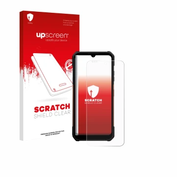 Vorderseite einer Produktverpackung mit dem Markenlogo upscreen. Daneben ist das Gerät myPhone Hammer Construction 2 Thermal 5