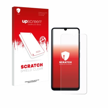 Vorderseite einer Produktverpackung mit dem Markenlogo upscreen. Daneben ist das Gerät Xiaomi Redmi 14C 5G mit dem zugehörigen