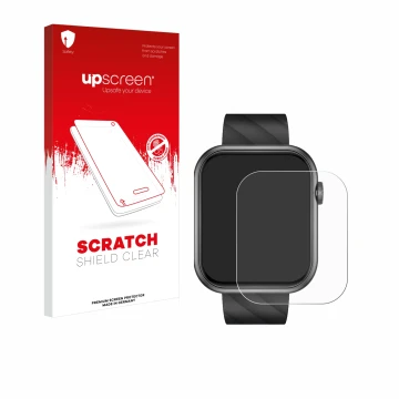 Vorderseite einer Produktverpackung mit dem Markenlogo upscreen. Daneben ist das Gerät Bekomiya Smartwatch 2