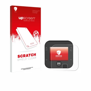 Vorderseite einer Produktverpackung mit dem Markenlogo upscreen. Daneben ist das Gerät ISDT Q6 Retro mit dem zugehörigen Displ