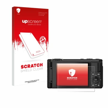 Vorderseite einer Produktverpackung mit dem Markenlogo upscreen. Daneben ist das Gerät Yashica City 100 mit dem zugehörigen Di