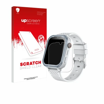 Vorderseite einer Produktverpackung mit dem Markenlogo upscreen. Daneben ist das Gerät DDIOYIUR Smartwatch mit dem zugehörigen