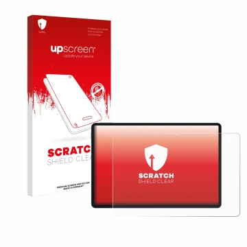 Vorderseite einer Produktverpackung mit dem Markenlogo upscreen. Daneben ist das Gerät Teclast P50 AI mit dem zugehörigen Disp