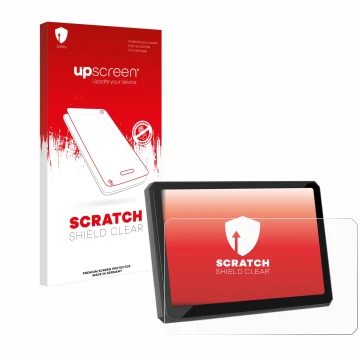 Vorderseite einer Produktverpackung mit dem Markenlogo upscreen. Daneben ist das Gerät Carpuride W702BS 7