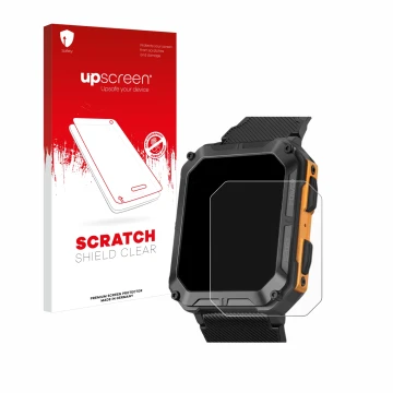 Vorderseite einer Produktverpackung mit dem Markenlogo upscreen. Daneben ist das Gerät Stahlgear Thor mit dem zugehörigen Disp