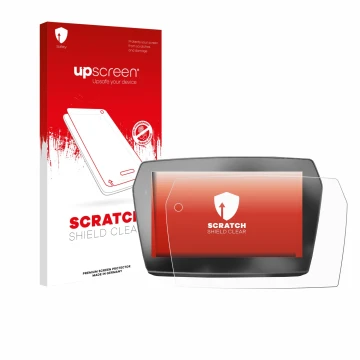 Vorderseite einer Produktverpackung mit dem Markenlogo upscreen. Daneben ist das Gerät Voge 525DSX 2025 mit dem zugehörigen Di