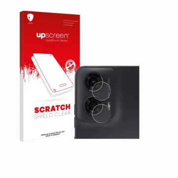 Vorderseite einer Produktverpackung mit dem Markenlogo upscreen. Daneben ist das Gerät Motorola Moto G24 Power (NUR Kameraschu