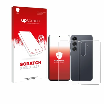 Vorderseite einer Produktverpackung mit dem Markenlogo upscreen. Daneben ist das Gerät Samsung Galaxy S25 Enterprise Edition (