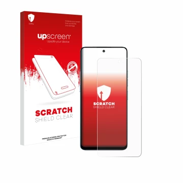Vorderseite einer Produktverpackung mit dem Markenlogo upscreen. Daneben ist das Gerät Umidigi Note 100 5G mit dem zugehörigen