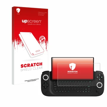 Vorderseite einer Produktverpackung mit dem Markenlogo upscreen. Daneben ist das Gerät Antec Core HS mit dem zugehörigen Displ