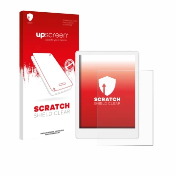 Vorderseite einer Produktverpackung mit dem Markenlogo upscreen. Daneben ist das Gerät Meebook M8 7.8