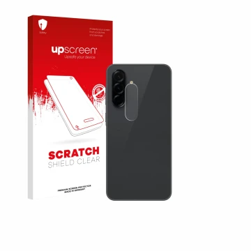 Vorderseite einer Produktverpackung mit dem Markenlogo upscreen. Daneben ist das Gerät Samsung Galaxy A36 5G Enterprise Editio