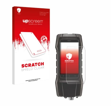 Vorderseite einer Produktverpackung mit dem Markenlogo upscreen. Daneben ist das Gerät Testo 300 mit dem zugehörigen Displaysc