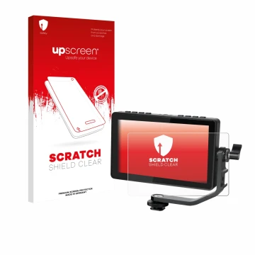 Vorderseite einer Produktverpackung mit dem Markenlogo upscreen. Daneben ist das Gerät Feelworld F5 PROX 5,5