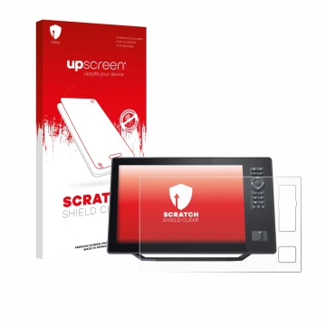 Vorderseite einer Produktverpackung mit dem Markenlogo upscreen. Daneben ist das Gerät Humminbird Xplore 12 mit dem zugehörige