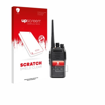 Vorderseite einer Produktverpackung mit dem Markenlogo upscreen. Daneben ist das Gerät Midland G18 Pro PMR mit dem zugehörigen