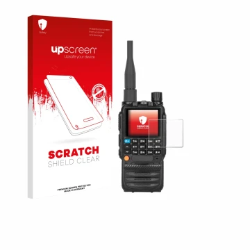 Vorderseite einer Produktverpackung mit dem Markenlogo upscreen. Daneben ist das Gerät Tidradio TD-H3 mit dem zugehörigen Disp