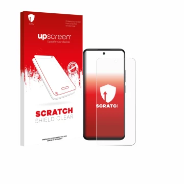 Vorderseite einer Produktverpackung mit dem Markenlogo upscreen. Daneben ist das Gerät TCL SE NxtPaper 5G mit dem zugehörigen 