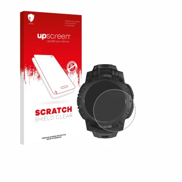 Vorderseite einer Produktverpackung mit dem Markenlogo upscreen. Daneben ist das Gerät Garmin Instinct 3 Solar Tactical Editio