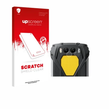 Vorderseite einer Produktverpackung mit dem Markenlogo upscreen. Daneben ist das Gerät Blackview BV7300 (NUR Kameraschutz) mit