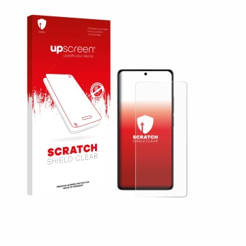 Vorderseite einer Produktverpackung mit dem Markenlogo upscreen. Daneben ist das Gerät Xiaomi Poco M6 Pro 4G mit dem zugehörig