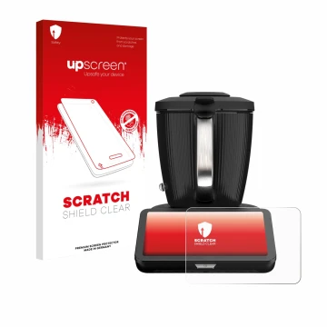 Vorderseite einer Produktverpackung mit dem Markenlogo upscreen. Daneben ist das Gerät Vorwerk Bimby TM7 mit dem zugehörigen D