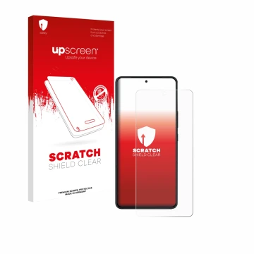 Vorderseite einer Produktverpackung mit dem Markenlogo upscreen. Daneben ist das Gerät ASUS ROG Phone 9 Pro Edition mit dem zu