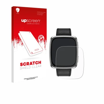 Vorderseite einer Produktverpackung mit dem Markenlogo upscreen. Daneben ist das Gerät Amazfit Active 2 (rechteckig) mit dem z