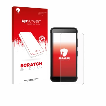 Vorderseite einer Produktverpackung mit dem Markenlogo upscreen. Daneben ist das Gerät SkyCaddie Pro 4X mit dem zugehörigen Di