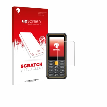 Vorderseite einer Produktverpackung mit dem Markenlogo upscreen. Daneben ist das Gerät Ulefone Armor Mini 4 mit dem zugehörige