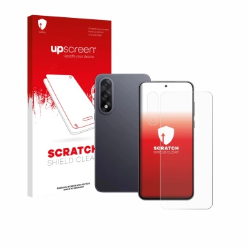 Vorderseite einer Produktverpackung mit dem Markenlogo upscreen. Daneben ist das Gerät OnePlus Nord 5 (Display+Kamera) mit dem