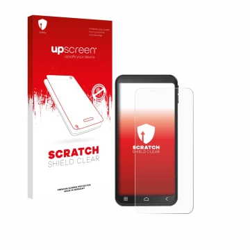 Vorderseite einer Produktverpackung mit dem Markenlogo upscreen. Daneben ist das Gerät Emporia Smart ME7 mit dem zugehörigen D