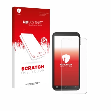 Vorderseite einer Produktverpackung mit dem Markenlogo upscreen. Daneben ist das Gerät Emporia Smart 7 Lite mit dem zugehörige
